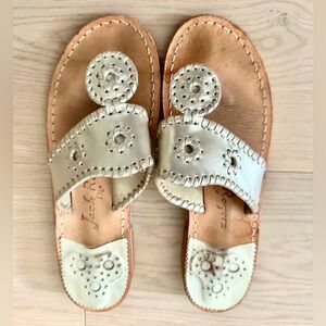 Jack Rogers Silver and Tan Sandals